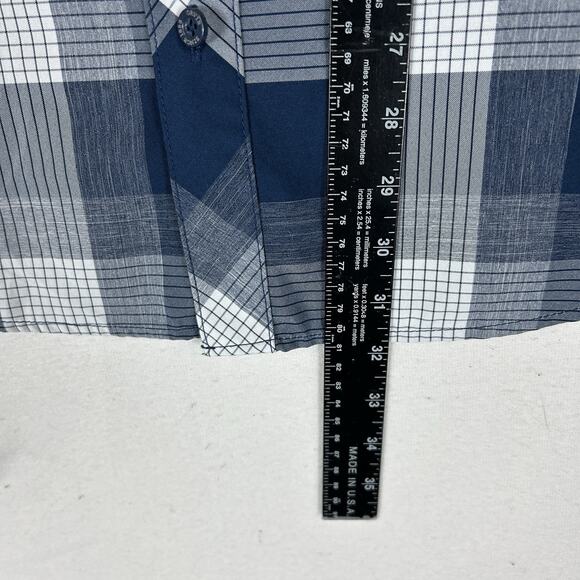 Orvis Tech Shirt Mens XXL Blue Plaid Classic Fit Short Sleeve Collared Button-Up - Picture 9 of 10